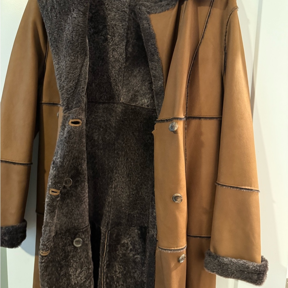 Women's Tan Shearling Coat - Picture 3 of 8